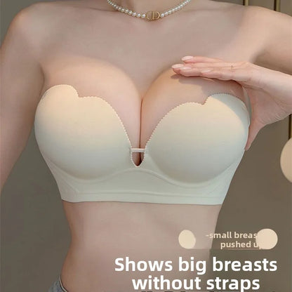 10cm Ultra Push Up Strapless Bra Anti-Slip Grip Palm Cup Lift No Wire Tube Top Bustier for Women Lift Support Wedding Lingerie