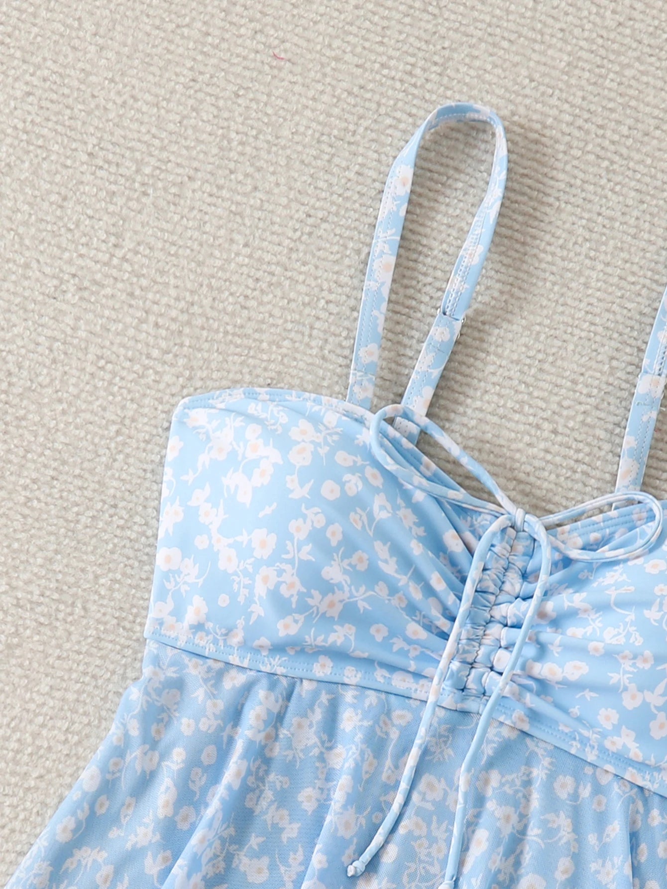 2026 Ruffle Tankini Two Pieces Strappy Swimsuit Women Drawstring Swimwear Female Bathers Bathing Swimming Swim Suit Beachwear