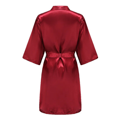 Wedding Party Team Bride Robe Kimono Satin Pajamas Bridesmaid Bathrobe With White Letters YE8171