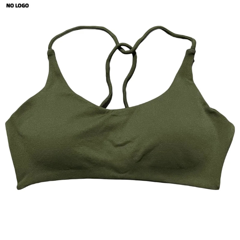 No Logo Twist Back Bra Woman Seamless Yoga Underwear High Support Backless Sports Bra Running Workouts Top Running Gym Bra