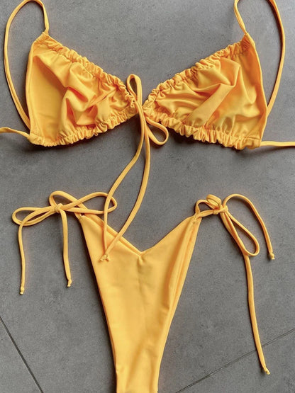 RUOTONGSEPT Low Waist Bikinis 2022 Triangle Swimwear Female Swimsuit Women Print Bikini set two-Piece Suit Push Up Bathing Suit