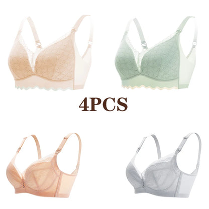 New Pure Cotton Double Button Breastfeeding Bra With Thin Gathered Anti Sagging No Steel Ring Soft Comfortable Women's Underwear