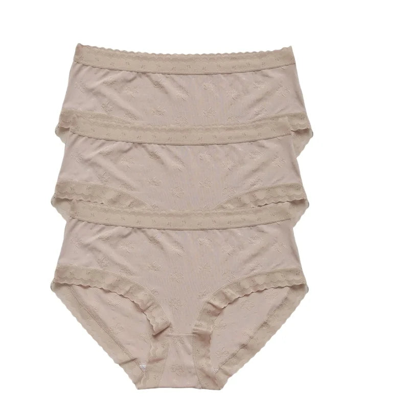3Pcs/Set Low Rise Briefs Women Ice Silk Panties Breathable Seamless Underwear Solid Color Female Underpants Sexy Lingerie M-XL