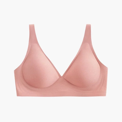 Women's Deep V Bras Wire-free Comfortable Bra Seamless Jelly Shirt T-shirt Gathering Brassiere Low-cut Seamless Underwear