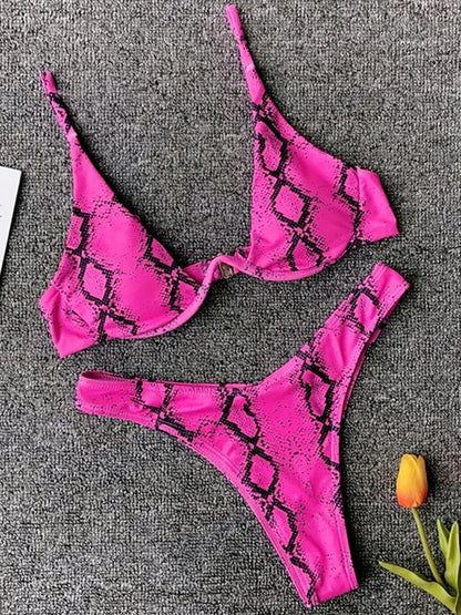 Sexy Neon V-bar Underwired Bikini 2025 Female Ribbed Swimsuit Women Thong Swimwear Two-pieces Bikini set Push up Bathing Suit
