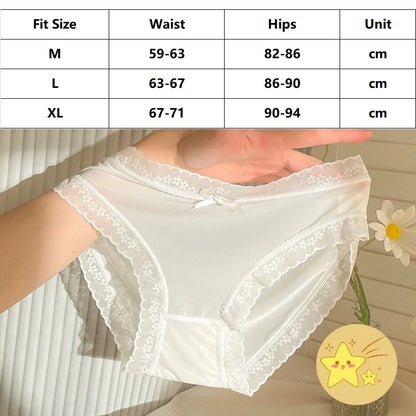 4Pcs Ice Silk Lace Panties Seamless Soild Underwear For Women Sexy Ultra-thin Breathable Briefs Girls Soft Transparent Lingerie
