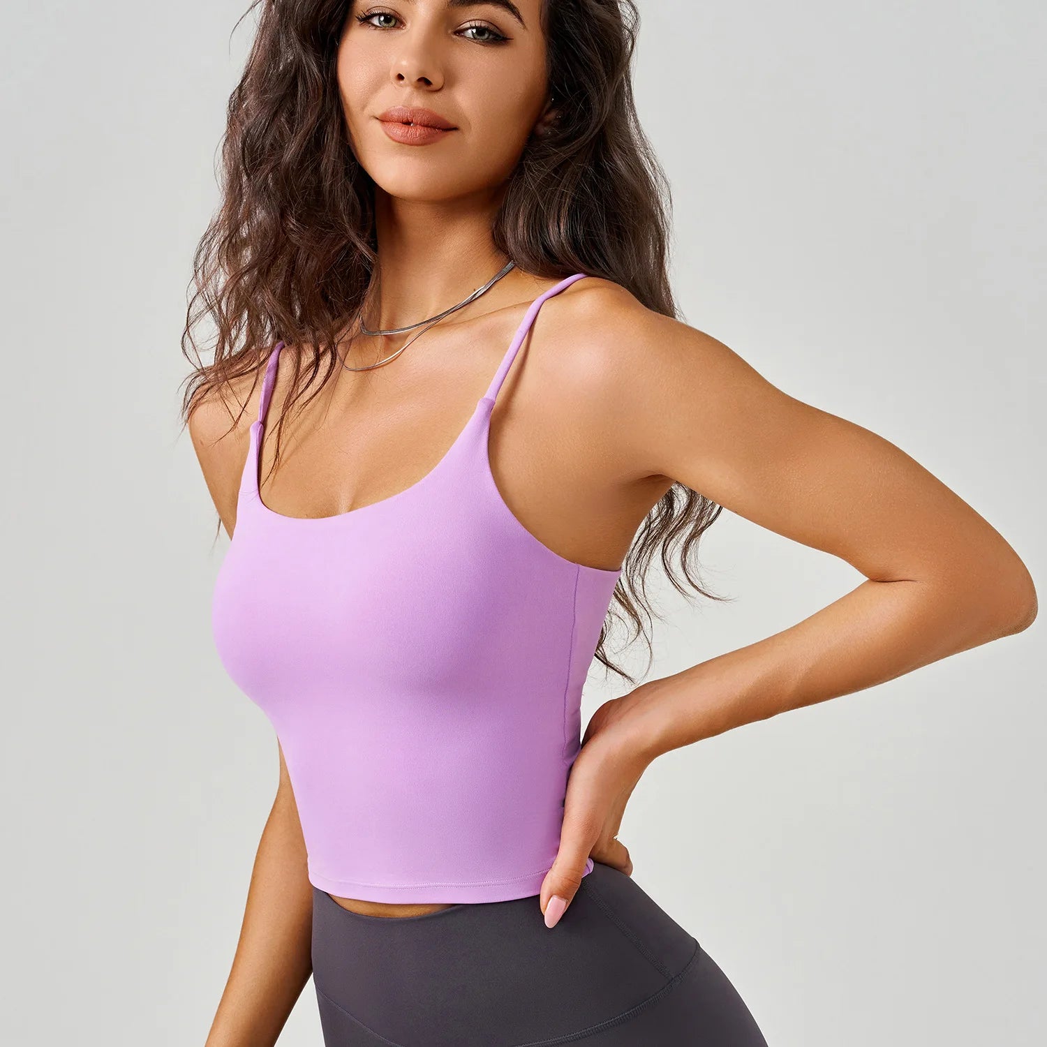 U-Neck Fitness Vest Women Yoga Crop Tops Sports Bra With Fixed Cups Stretchy Soft Gym Workout Tank Tops Women Sleeveless Shirts
