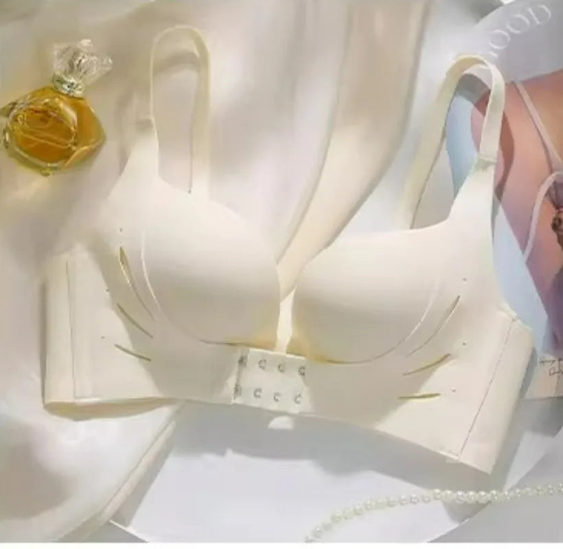 Front Closure Push Up Bra Small Chest, Winter Plunge Lift Up, Side Support Minimizer, Massage Palm Cup, T-Shirt Underwire