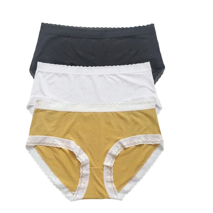 3Pcs/Set Low Rise Briefs Women Ice Silk Panties Breathable Seamless Underwear Solid Color Female Underpants Sexy Lingerie M-XL