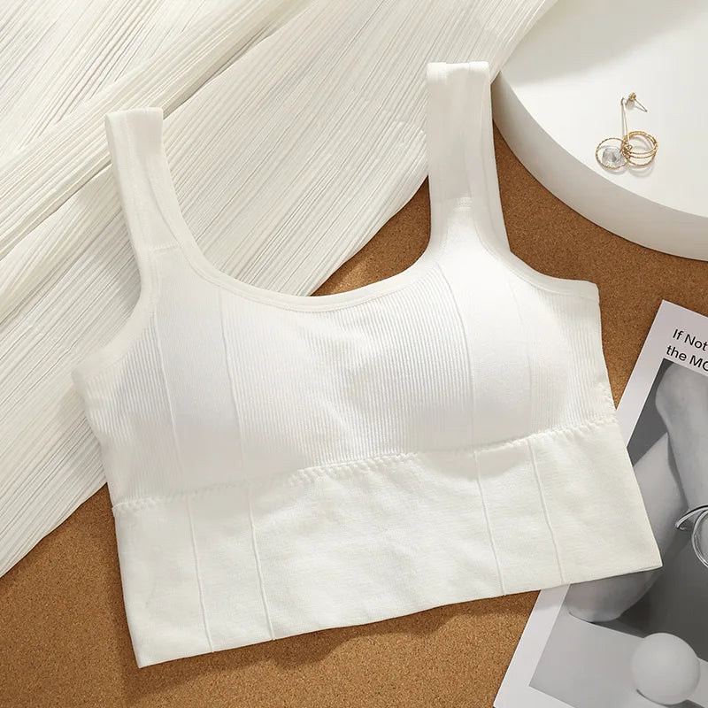 women Active Bra casual Top Letters print strap Cotton Top fitness Gym Jogging sleep Bra girl Wire Free Bandeau paded Bra Tops