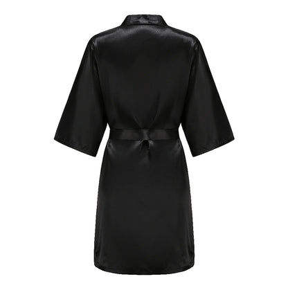 Wedding Party Team Bride Robe Kimono Satin Pajamas Bridesmaid Bathrobe With White Letters YE8171