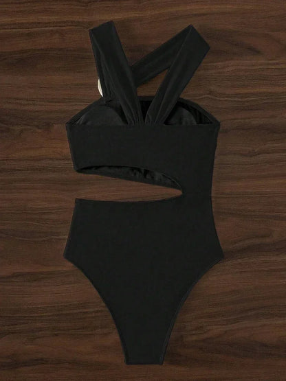 3D Flower Solid 2026 One-shoulder Swimwear Women Sexy Push UP Hollow One Piece Swimsuit Monokini Summer Beach Lady Bathing Suit