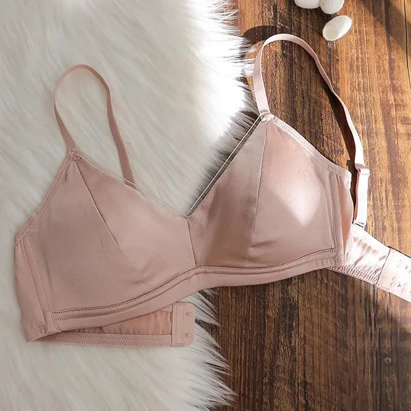 93% Mulberry Silk Women's Bralette Wireless Padded Bra Super Soft Lightly Lined Comfort Everyday Basic Deep V-Neck T-Shirt Bra