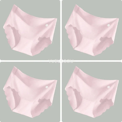 4PCS Ice Silk Seamless Underwear Ultra-thin Women's Panties Sexy Transparent Stretch Briefs High Waist Comfortable Lingerie M-XL