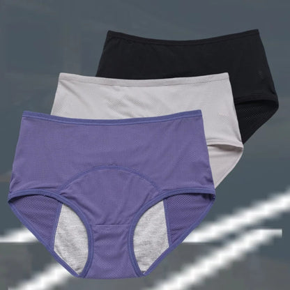 3pcs Women's Physiological Panties L-8XL Leak Proof Menstrual Comfortable Waterproof Plus Size Mid Waist Period Underwear