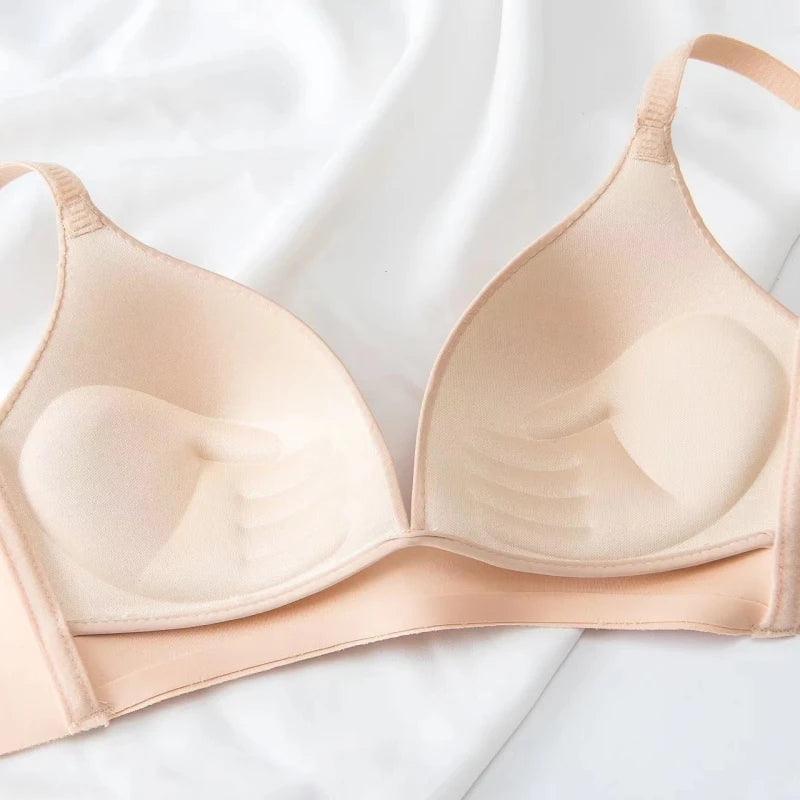 3Pcs/Set Seamless Bras For Women Non-wire Glossy Underwear Push Up Bra Without Steel Ring 3/4 Cup Female Comfort Lingerie