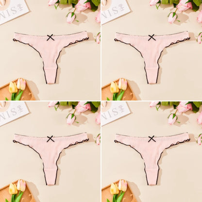 4PCS Breathable Comfortable Cotton Women's Thong Sexy G-string Skin-friendly Women's Underwear Seamless Stretchy Women's Panties