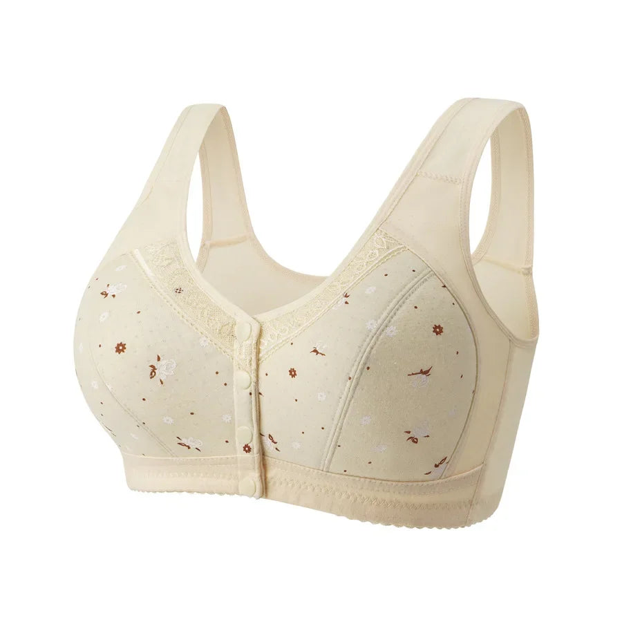 2025 New Confortable Bra Cotton Women Wire Free Bras Push Up Front Closure Underwear Female Everyday Lingerie Large Bust 50BCD