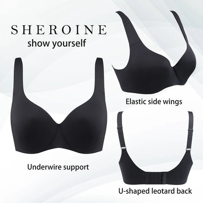 Sheroine Plus Size Underwire Bra Minimizer, Full Coverage Seamless Unlined Bras for Women Unpadded Everyday Support Comfort