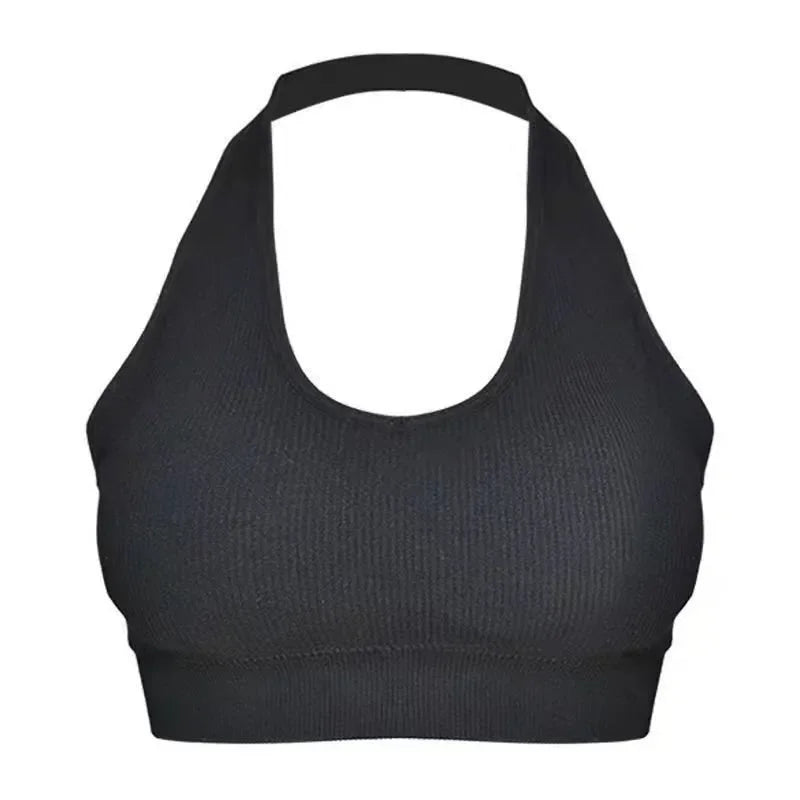 Women Backless Vest Sexy Bra Halter Wire Free Sport Bra Suspender Solid Lingerie Female Tops Beautiful Back Wire Free Sports Bra