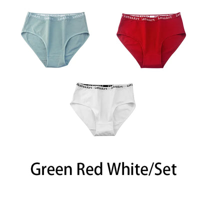 3PCS/Set Women Cotton Solid Seamless Underwear Sexy Plus Size Panties Letter Lingerie Mid Waist Comfortable Briefs NKT2123