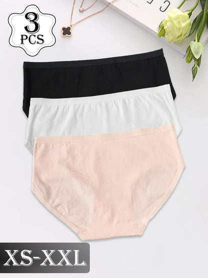 3PCS Cotton Women Panties Underwear Cute Bowknot Design Girls Briefs Lingerie Simple Low-Waist Comfortable Underpants