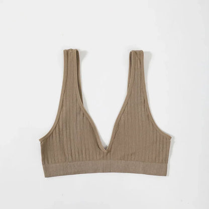 Sexy Seamless Bra Wire Free Brassiere Rib Bralette Women's Plunge Underwear Top Female Comfy Lingerie Small Breasts Intimates
