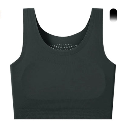 Women's Large Breasts Underwear Wide Shoulder Invisible Corset Antibump Thin Underwear Full Cup Vest Traceless Bra with Bra Pads