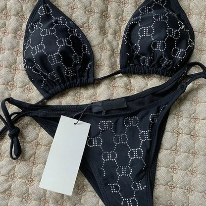 2025 Summer New Women's Outdoor Beach Swimsuit Sexy Hanging Neck Strap Split Bikini