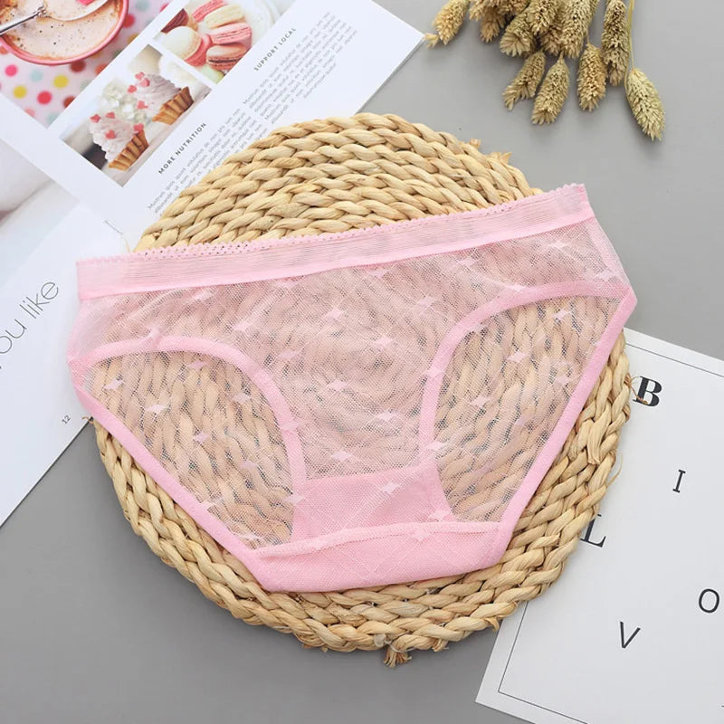 Women's panties Low-Rise Lace Hollow out Mesh Briefs Transparent Sexy Panties Girls Intimate Lingerie Underwear Women's panties