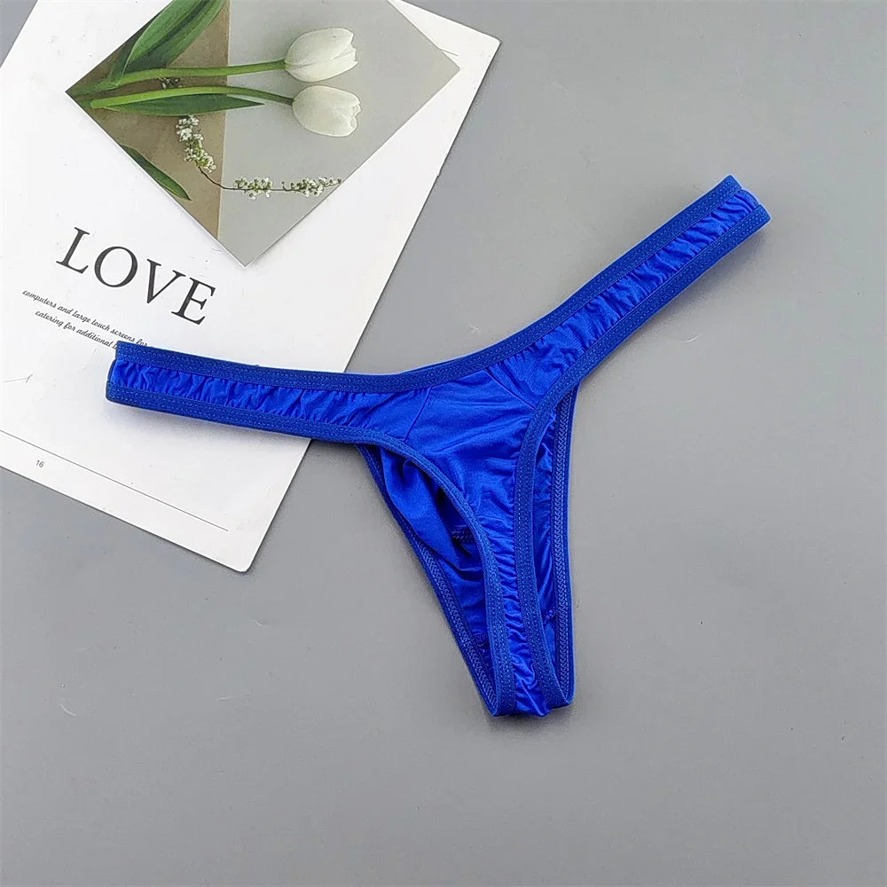Translucent Buckle Men Thong Nylon and Spandex Sexy U Convex Briefs G-string/Jocks/Tanga/T-back Gay Underwear