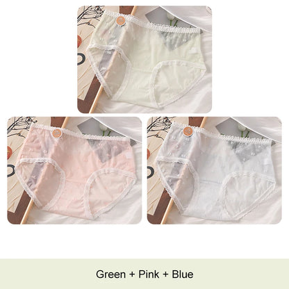 3PCS Lifter Women Fashion Female Panties Mesh Thin Plus Size Panties Lingerie Sexy Underware Woman Underwear Briefs Seamless