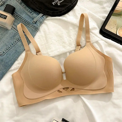 Wireless Bra for Small Chest Push Up Non Padded Seamless T-Shirt Bra Lift Gather Side Coverage Breathable Comfort Bras for Women