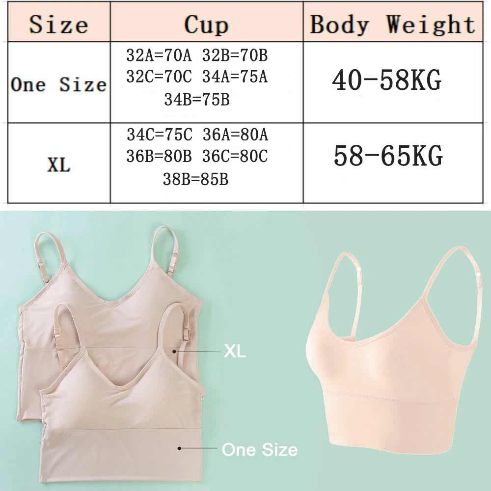 Women Bra Ice Silk Backless Open Back Tank Top Seamless Bralette U Type Low Back Bras Push Up Wirefree Underwear Sexy Sports