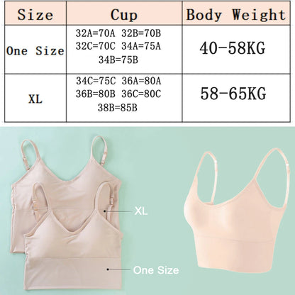 Women Bra Ice Silk Backless Open Back Tank Top Seamless Bralette U Type Low Back Bras Push Up Wirefree Underwear Sexy Sports