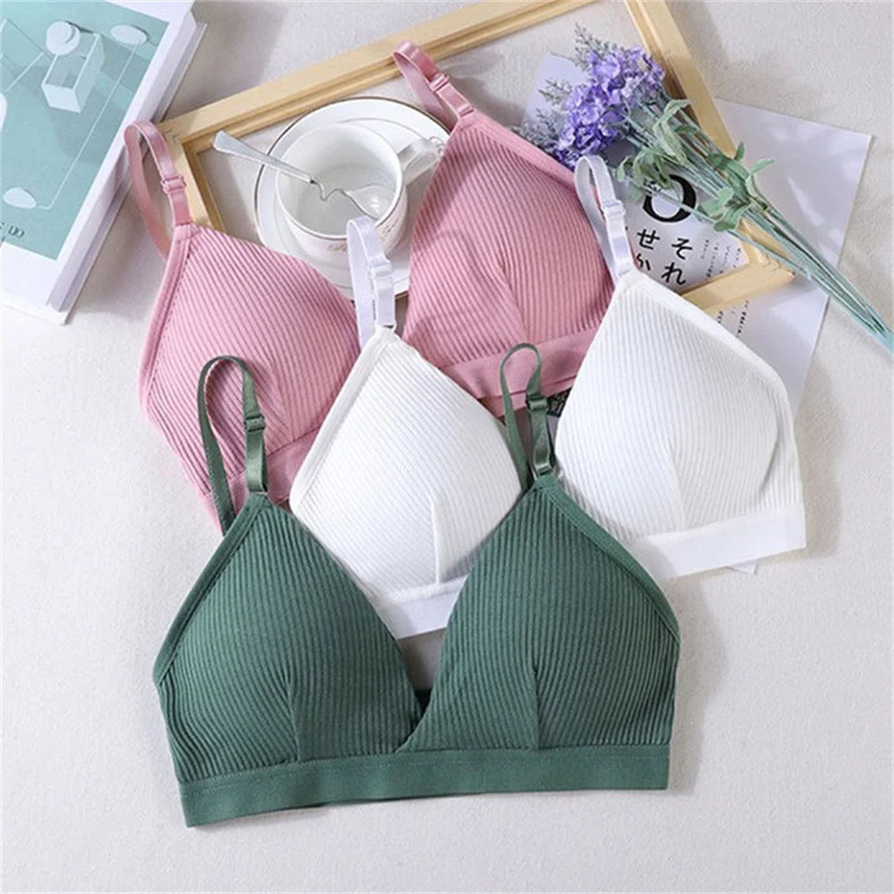 Women's Bras Cotton Brassiere Soft Intimates Solid Color Push Up Bra For Casual Everyday Wear Undergarments