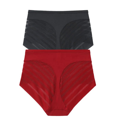 2Pcs/Set Ice Silk Tummy Control Panties Women High Rise Shapewear Pants Female Sexy Lingerie Slimming Underwear M-3XL Briefs