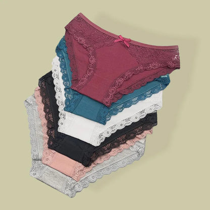 Moonflame 5 Pcs Female Underwear Girls Low Rise Cotton Briefs Sexy Lace Adult Women's Sexy Panties