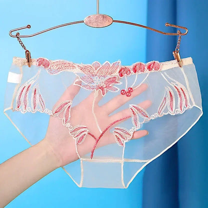 Sexy Transparent Women's Panties Super Thin Breathable Perspective Brief Underwear For Women Floral Mesh Female Lingerie Panty