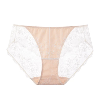 SUJIIN Sexy Lace Panties for Women Comfort Underwear Female French Mid Waist Breathable Thin Brief Women's Intimates N207