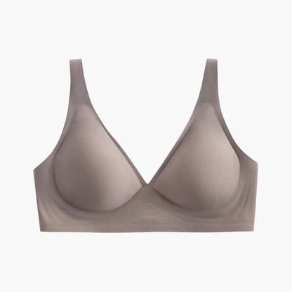 Women's Deep V Bras Wire-free Comfortable Bra Seamless Jelly Shirt T-shirt Gathering Brassiere Low-cut Seamless Underwear