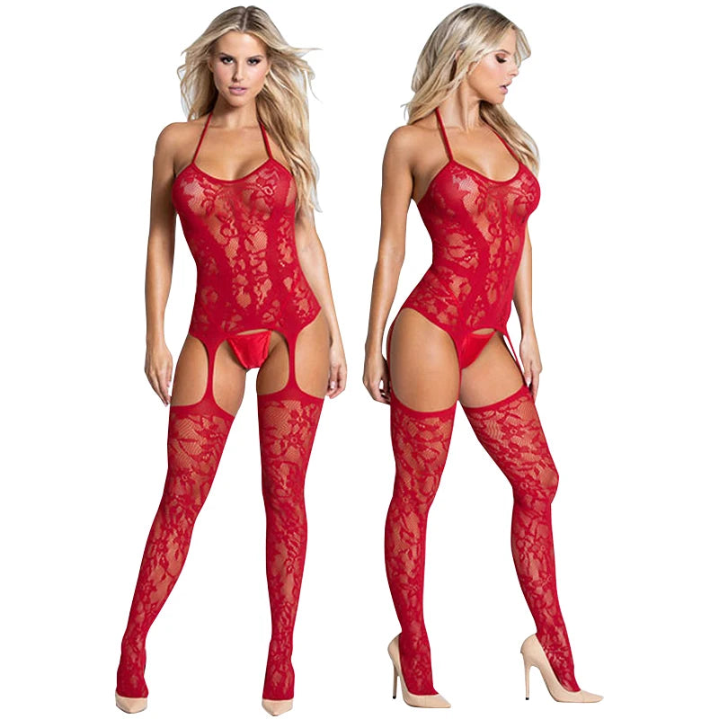 New Sexy Crotchless Lingerie Women Backless Cutout Bra Set Mesh See Through Bodystocking Full Sleeve Leopard Print Underwear Set