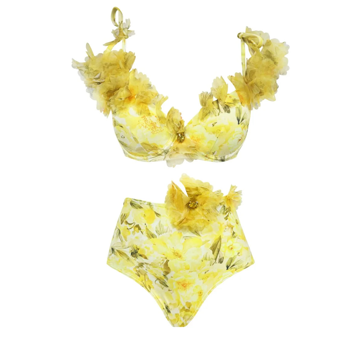 3Pcs Flower Bikinis Sexy Swimsuit Women Swimwear Push Up Bikini Set High Waist Biquini Female Long Skirt Bathing Suit Beachwear