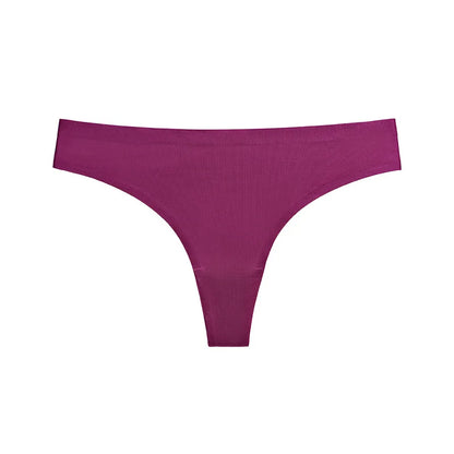 Solid Color Ice Silk Women T-pants Elastic Low-waisted Ladies Lingerie Thin Quick Drying G-string Seamless Invisible Girls thong