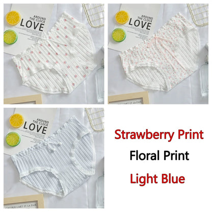 3PCS/Set Cotton Panties Women Underwear Panty Fashion Thread Bow Briefs Lovely Girl Seamless Underpants Female Lingerie Selling