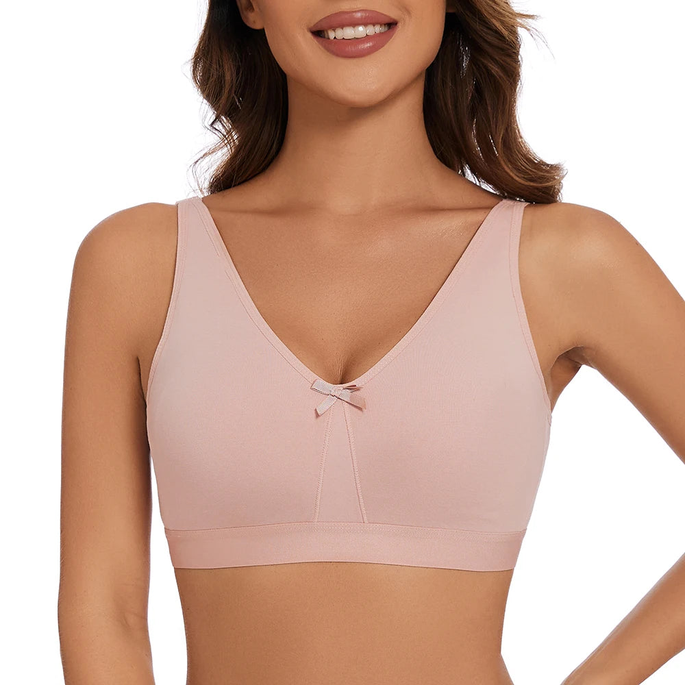 Sheroine Cotton Bra for Big Breast Women, Wirefree Comfort Full Coverage Soft Seamless Underwear Unlined Non-Padded Bras