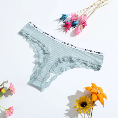 3Pcs/Lot Lace Thong Women's Tanga Low Waist Sexy Lingeries Cotton Panties Laides T Back Pants Girls Underwear Female Underpants