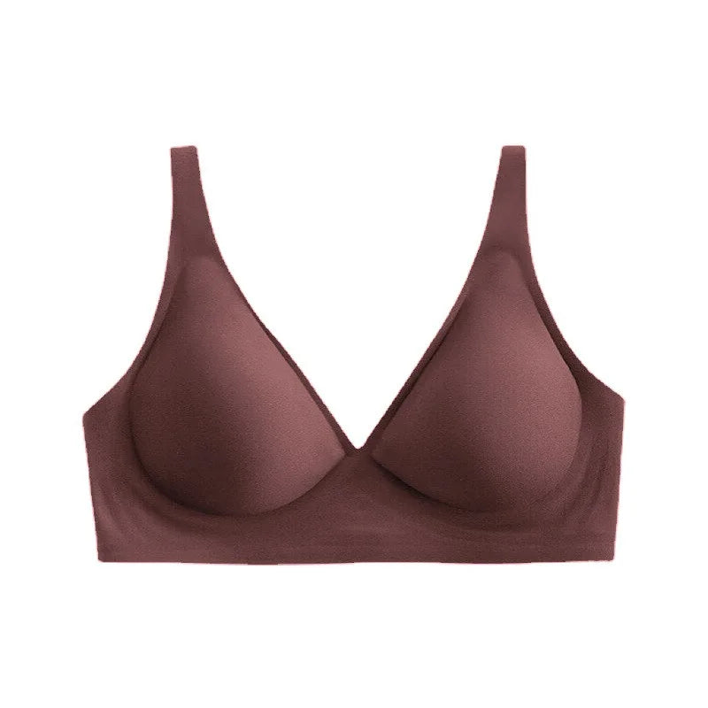 Women's Deep V Bras Wire-free Comfortable Bra Seamless Jelly Shirt T-shirt Gathering Brassiere Low-cut Seamless Underwear