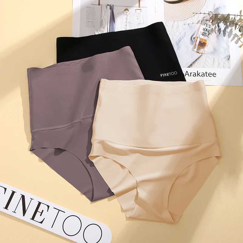 FINETOO Seamless High Waist Panties Women's Abdomen Hip Lift Briefs Body Shaping Lingerie Pants Plus Size Breathable Underwear
