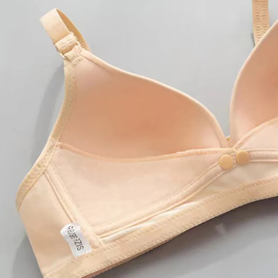 Maternity Nursing Bra with Thin Cups and Front Clasp for Easy Breastfeeding Prevent Sagging Women Solid Color Underwear Clothing